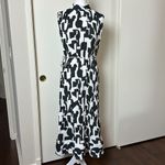 Milly  Melina Pleater Midi Dress Black & White High‎ Neck Structured Size 10 Photo 1