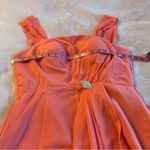 NWOT coral sleeveless formal dress with sheer jacket rhinestone brooch size 10 Pink Photo 7