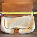 Marco Buggiani Italy cream tan leather messenger bag Photo 2
