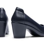 Dream Paris Edena Chunky Low Block Heel Pumps in Navy, Size 7 Blue Photo 1