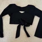 SheIn Black V-Neck Tied Open Back Crop Top Photo 4