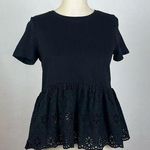 Kate Spade  Broome Street Black Eyelet Peplum Top Photo 0