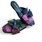 Jeffrey Campbell  – Bow Mule Slides – Women's 9.5 – Floral Satin Slip On Photo 1
