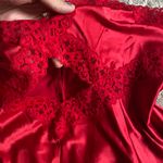 Victoria's Secret NWOT Victoria’s Secret satin red spaghetti strap lace trim cut out teddy romper  Photo 3