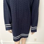 VICI [] Navy Blue White V-Neck Chunky Cable Knit Oversized Sweater Dress NWT XL Photo 5