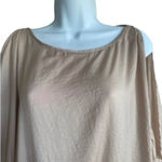 A Byer  Top Women L Champagne Crew Neck Cold Shoulder Short Sleeve Pullover Photo 5