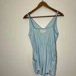 PINK - Victoria's Secret Victoria's Secret PINK Women’s Light Blue Sleeveless Faux Wrap Casual Romper Photo 5
