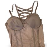 Fashion House Laceup Back Bodysuit Tan Size M Photo 2