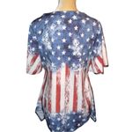 Patriotic red white and blue!! Cute flared hem lace up neck Size M Photo 6