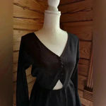 Whitney eve  Guava Dress Black with cutout, bell sleeve, & button front​ Photo 3