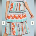 Floral Striped Women's Wrap Skirt Size XS Red Photo 6