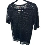 NWT Marusa Crochet Knit Top Open Weave Short Sleeve Blouse Women’s M/L 19"x26" Black Size undefined Photo 1