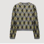 ZARA NWT Argyle Heavy Knit Cardigan Jumper Grey Green Yellow Wool Blend Photo 8