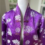 Vintage Purple Black Chinese Embroidered Silk Bed Jacket Handmade Reversible Photo 3