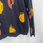 Ann Taylor LOFT Sweater Size Medium Apple Cider Donut Fall Orchard Novelty Print Photo 5