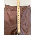 Wildfox  Pants Womens Medium Brown Faux Vegan Leather Slit Hem Straight Leg Photo 6