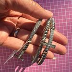 Vintage Nadri Matte diamond paved Elegant rose gold&silver 2 tone cross Bracelet Silver Photo 3