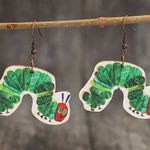 Caterpillar Very Hungry  Dangle Wooden Earrings Photo 0