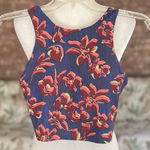 Athleta  Conscious Crop Tank Top Cropped Blue Floral S Athletic Gym Photo 0