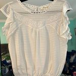 Passport White Lace Trim Ruffle Sleeve Sheer Boho Top Juniors XL Size undefined Photo 0