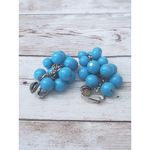 Vintage Clip On Earrings Bright Blue Balls Dangle Large Statement Photo 2