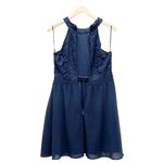 Lulus  Lover's Game Navy Blue Lace Halter Neck Skater Dress Women’s Size Medium Photo 4