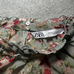 ZARA Size XS Floral Sheer Ruffle Long Sleeve Blouse Photo 2