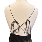 None Satin Drawstring Long Black Maxi Dress Size Large Photo 11