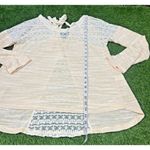 Anthropologie hazel Light Weight Long Sleeve Semi-Sheer Cream Sweater w/ Lace M Photo 2