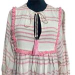 Zimmermann  Size 1  Valour Stripe Blouse $480 Pink Pom Pom Tassel Photo 3