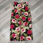 Haggar Vintage Linen Tropical Flower Print Button Front Maxi Skirt Black Pink 8 Photo 10