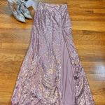 Lulus Womens XS Light Pink Sequin Mermaid Maxi Slit Skirt Party New Year Chic Photo 0
