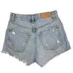 ZARA Blue Denim Light Wash Distressed Frayed Raw Hem Cut-Off Jean Shorts Size 00 Photo 1