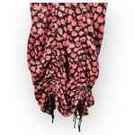 Dress Forum Black Red Short Sleeve Floral Print Drawstring Ruched Dress Small Photo 7