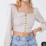 Urban Outfitters  Love Struck White Cream Pink Crop Hook Blouse XS Photo 0