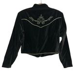 Wrangler Vintage Black Velvet Cropped Button Front Jacket with Silver Designs Photo 1