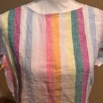 C&C California  100% Linen Rainbow Stripe Short Sleeve Blouse Top Size M Photo 2