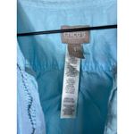 Chico's  Linen Blend Open Cardigan Sweater Sz 1 M Beaded Ombre Blue‎ Embroidered Photo 2