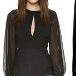 C/MEO COLLECTIVE Counting Stars Top Black Sheer Sleeve Peplum Keyhole Medium Photo 0