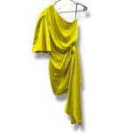 Solace London Marcie One Shoulder Draped Knot Mini Dress in Bright Yellow Sz 2 Photo 1