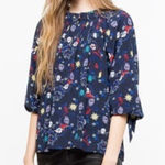 Zadig & Voltaire  SKULL WHIMSY THERESA PRINT BLUE LONG SLEEVE BLOUSE TOP XS Photo 0