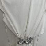 ZARA Mini Cut Out White Rhinestone Bow Dress Photo 7