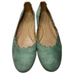 Chloé Chloe Women’s Size 39.5 9 Light Green Leaf Suede Lauren Scalloped Ballet Flats Photo 3