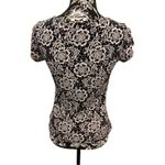 Y2K Lace Print T Shirt Fairycore Preppy Summer Floral Coastal Beach Coquette Black Photo 2