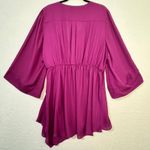 City Chic  Purple Chiffon Side Tie Wrap V-Neck Top Kimono Sleeves Size Large Photo 1