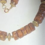 Vintage Bronze Shimmer & Gold Tone Round Disc Beaded Boho Retro Necklace Brown Photo 2