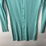 ZARA  aqua ribbed knit bodycon button‎ up dress women’s size large Photo 2