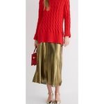 J.Crew NWT Gwyneth Slip Skirt – Gold Lamé Midi Bias Cut Satin Look, Size XS Photo 1