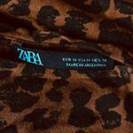 ZARA Animal Print Short Sleeve Shirt Brown Black Size Medium Photo 2