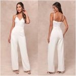Lulus LULU’S Memorable Occasion White Beaded Sequin Wide-Leg Jumpsuit Photo 1